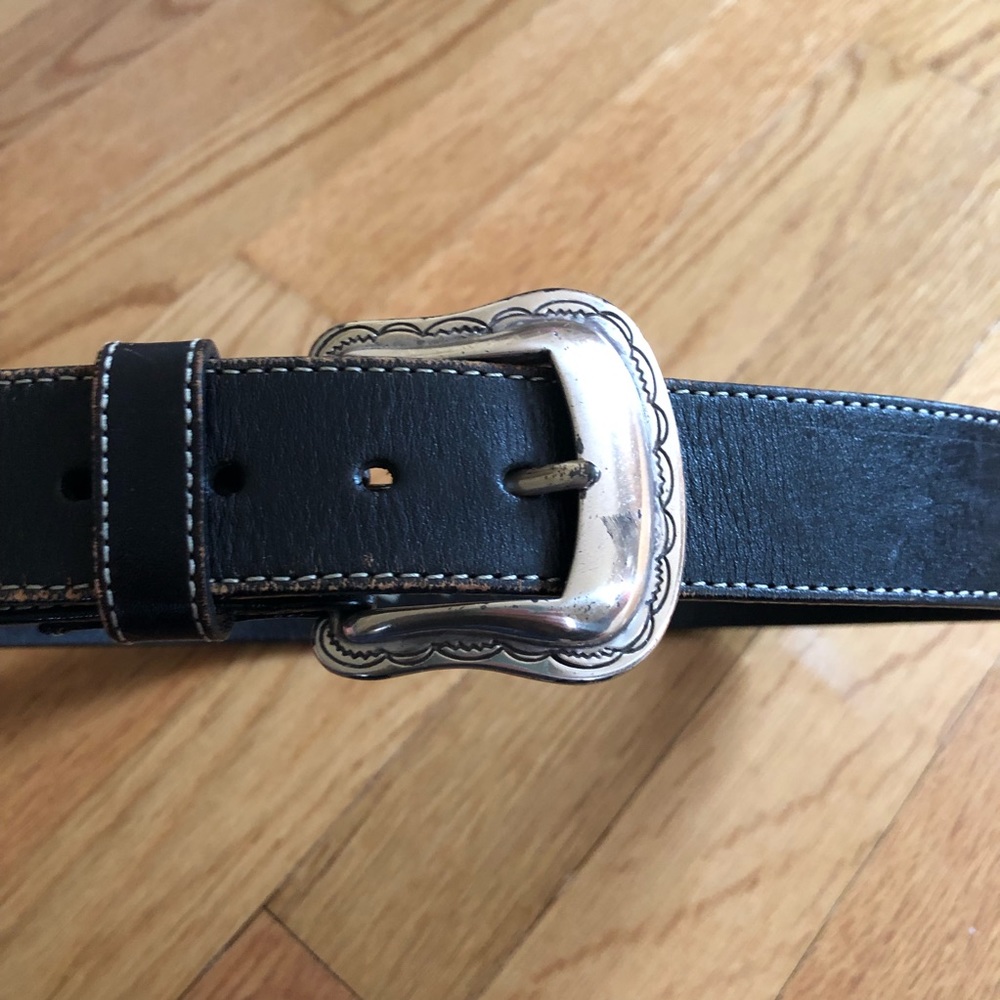 Beautiful classic black leather and bead belt